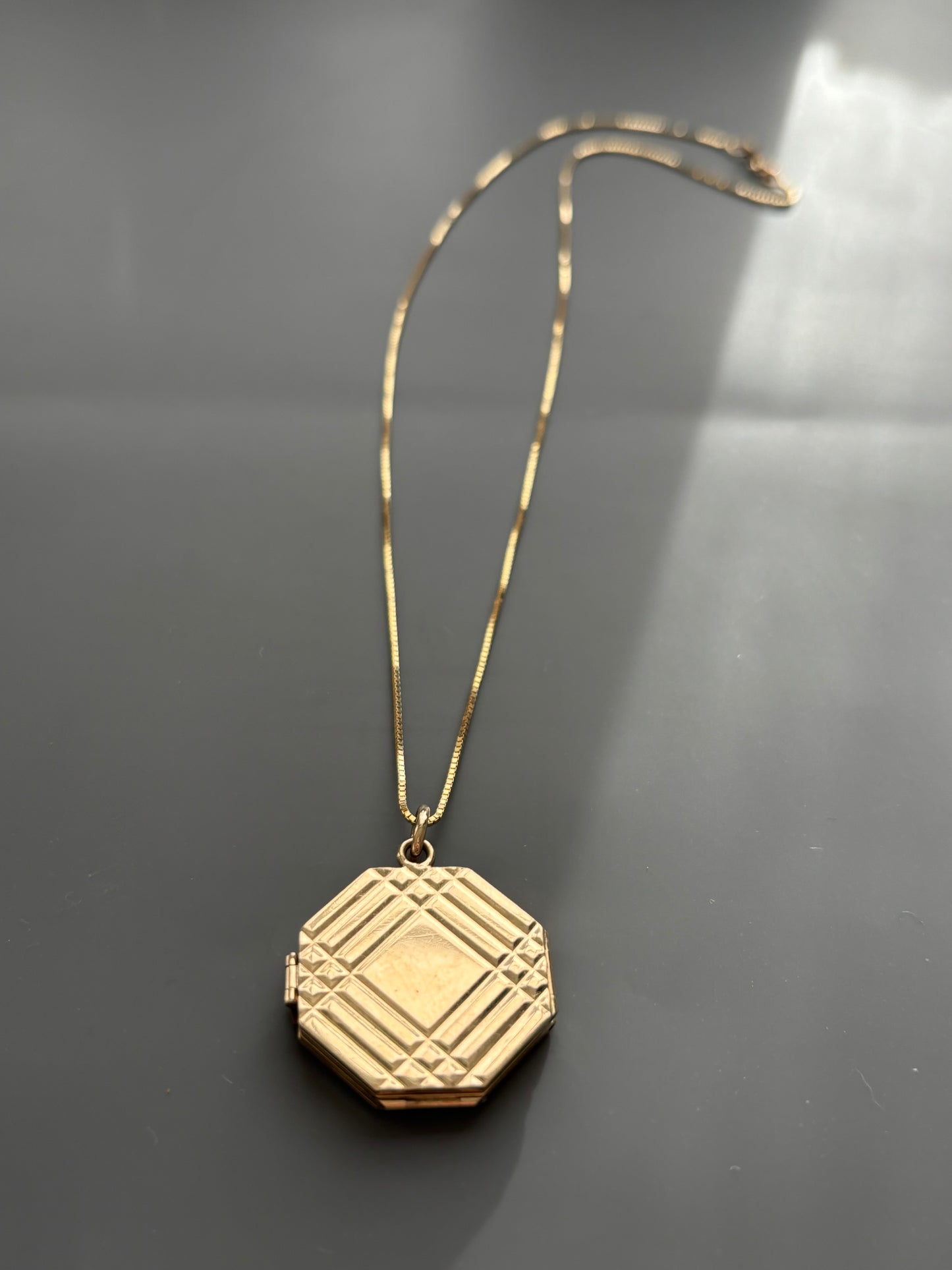 14k Mini Curb Chain and 4 way folding Pendant Locket