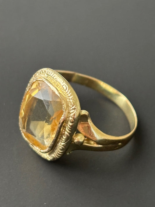 Antique 18k Gold and Citrine Statement Cocktail  Ring