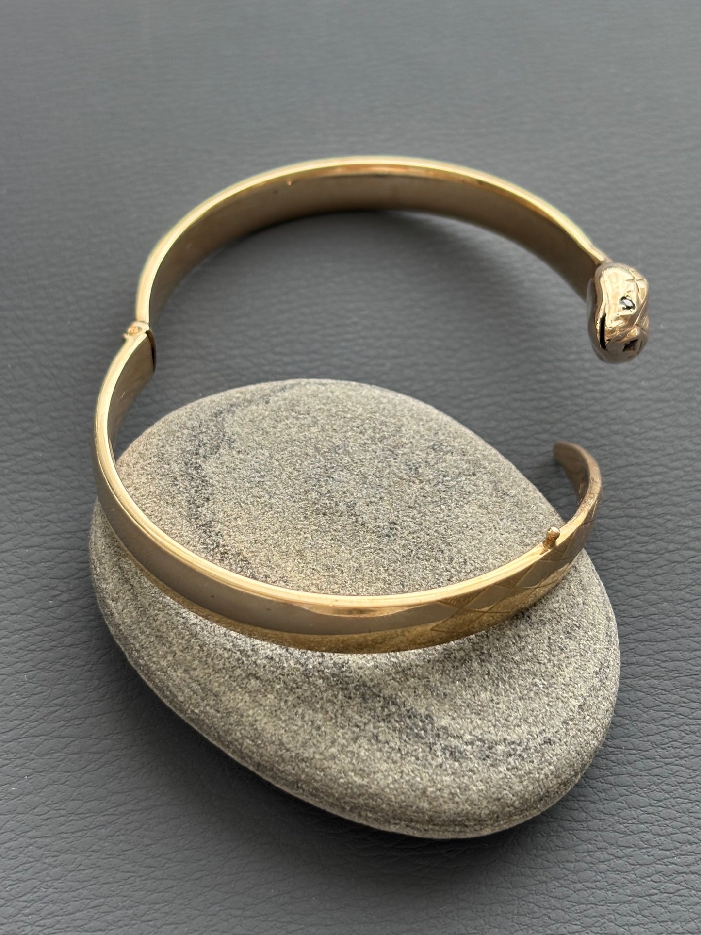 9k Gold Snake Bangle w/ Ruby Eyes