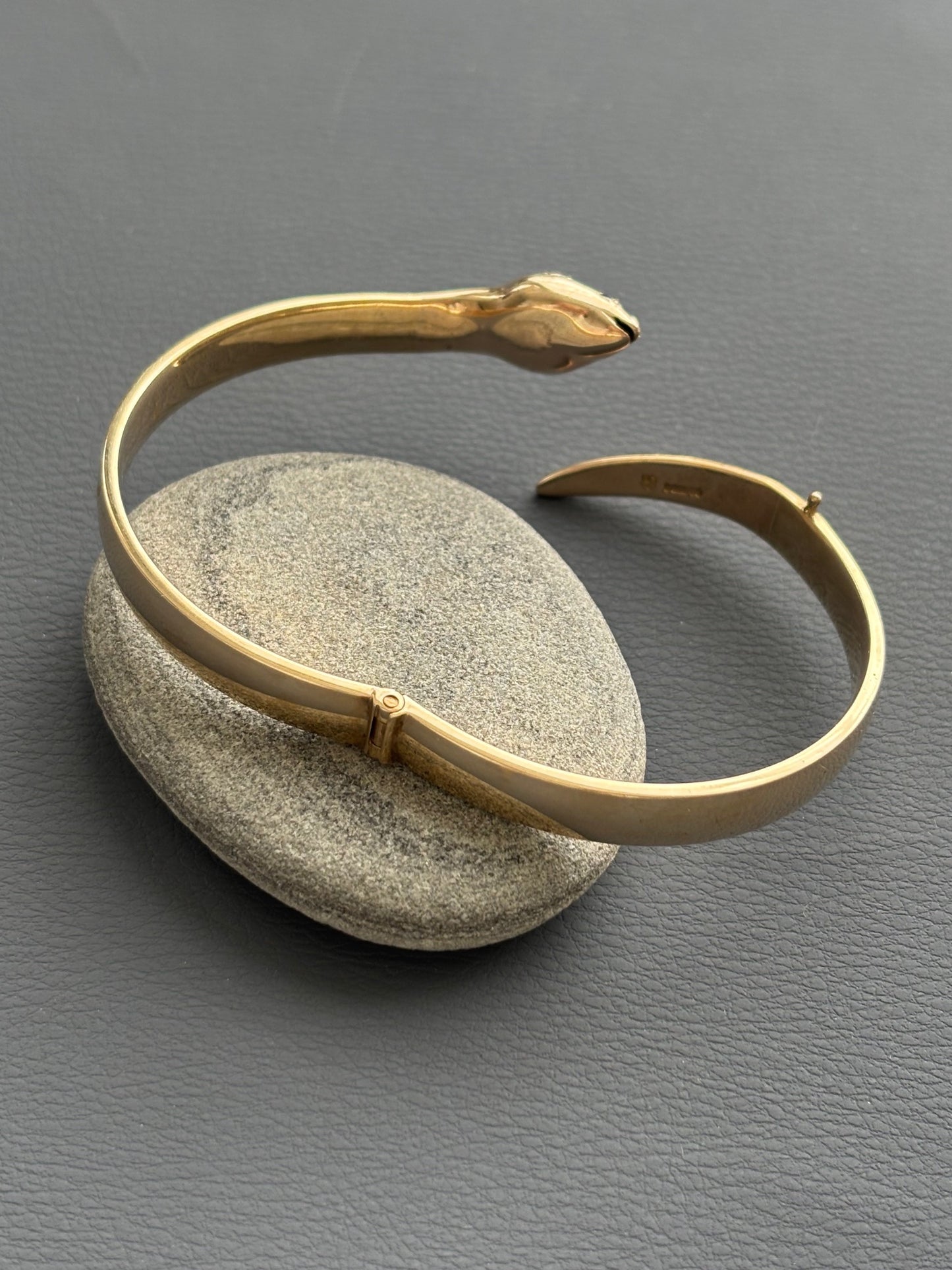 9k Gold Snake Bangle w/ Ruby Eyes