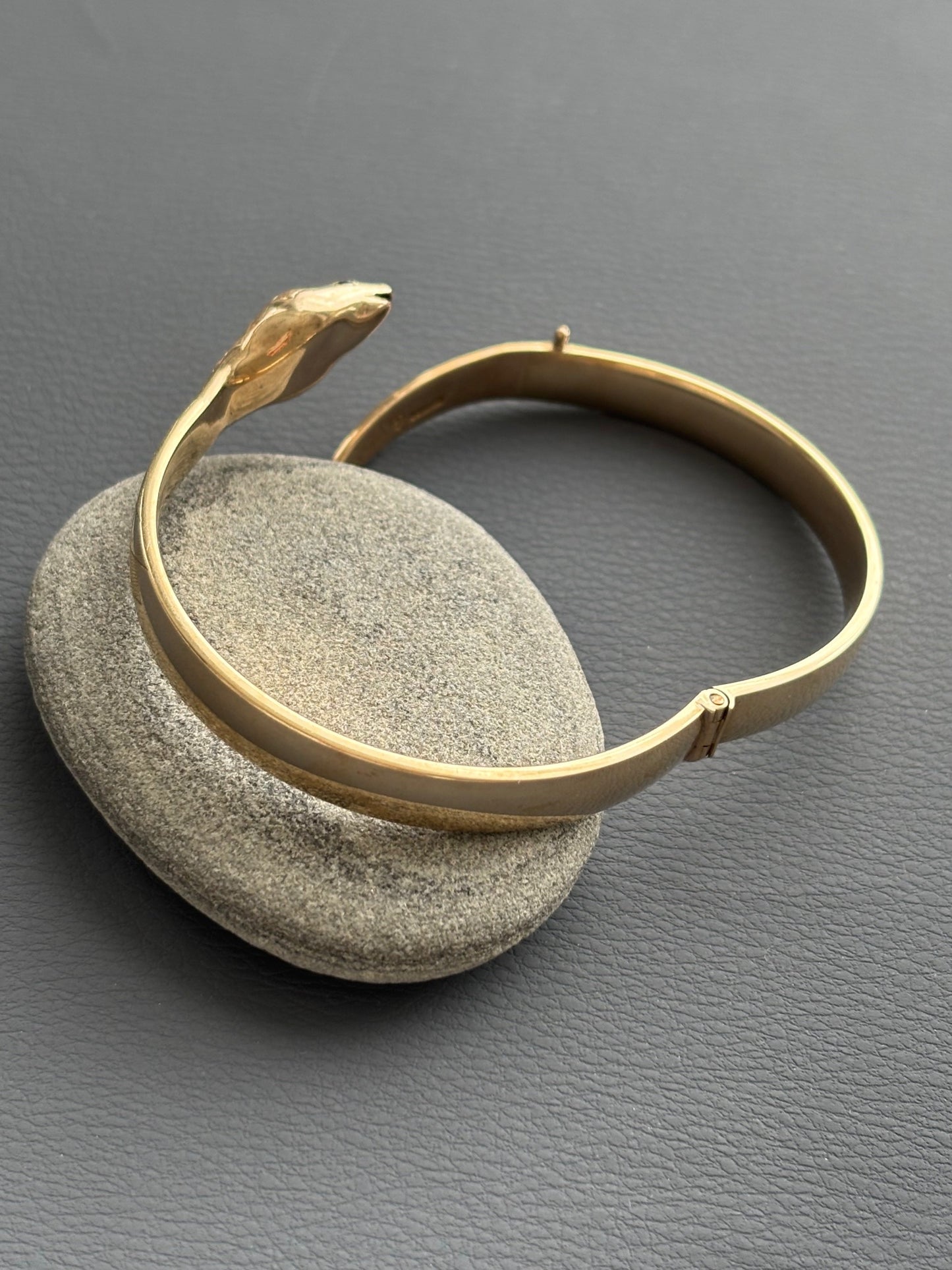 9k Gold Snake Bangle w/ Ruby Eyes