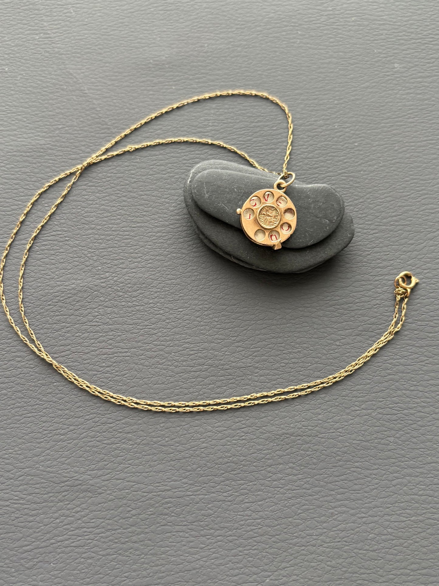 LOVE Telephone Charm Necklace 9k Gold