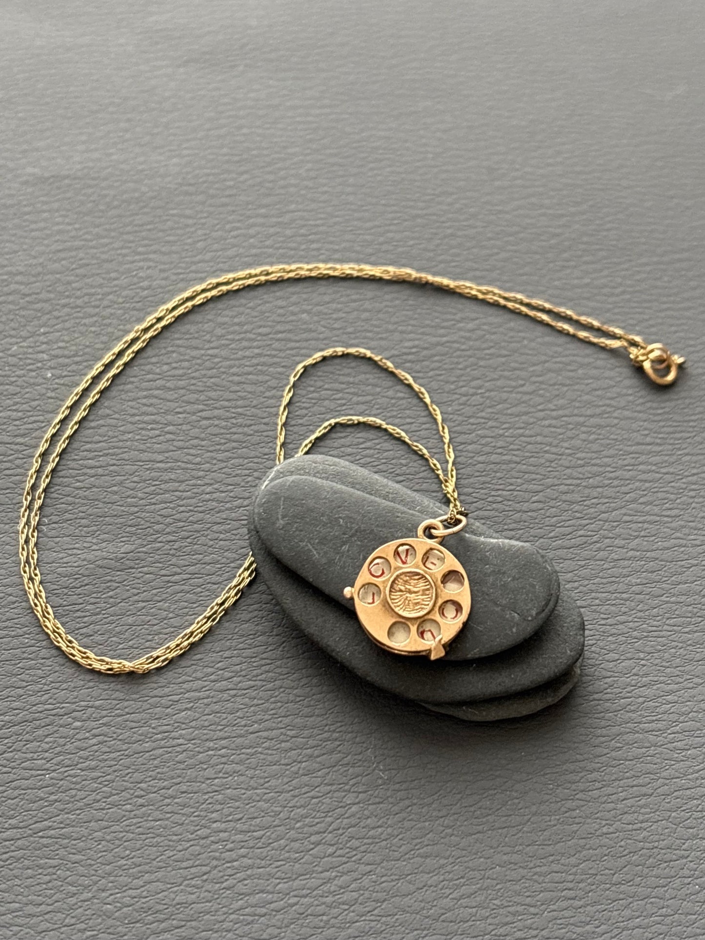 LOVE Telephone Charm Necklace 9k Gold