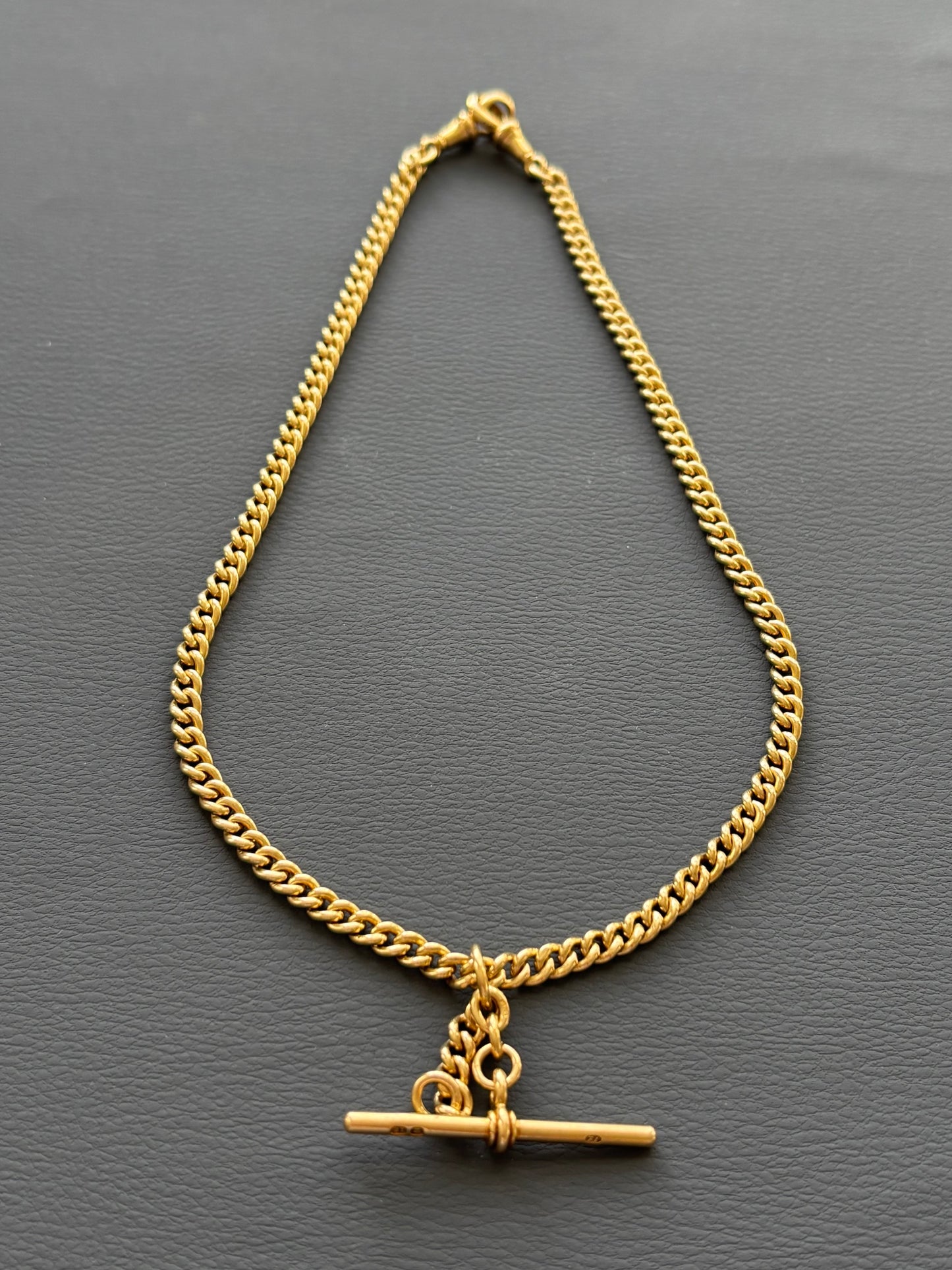 18k Gold Watch/ Albert Chain T-bar Necklace