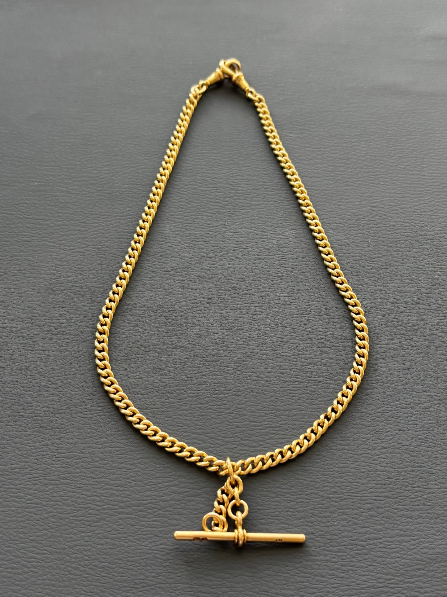 18k Gold Watch/ Albert Chain T-bar Necklace