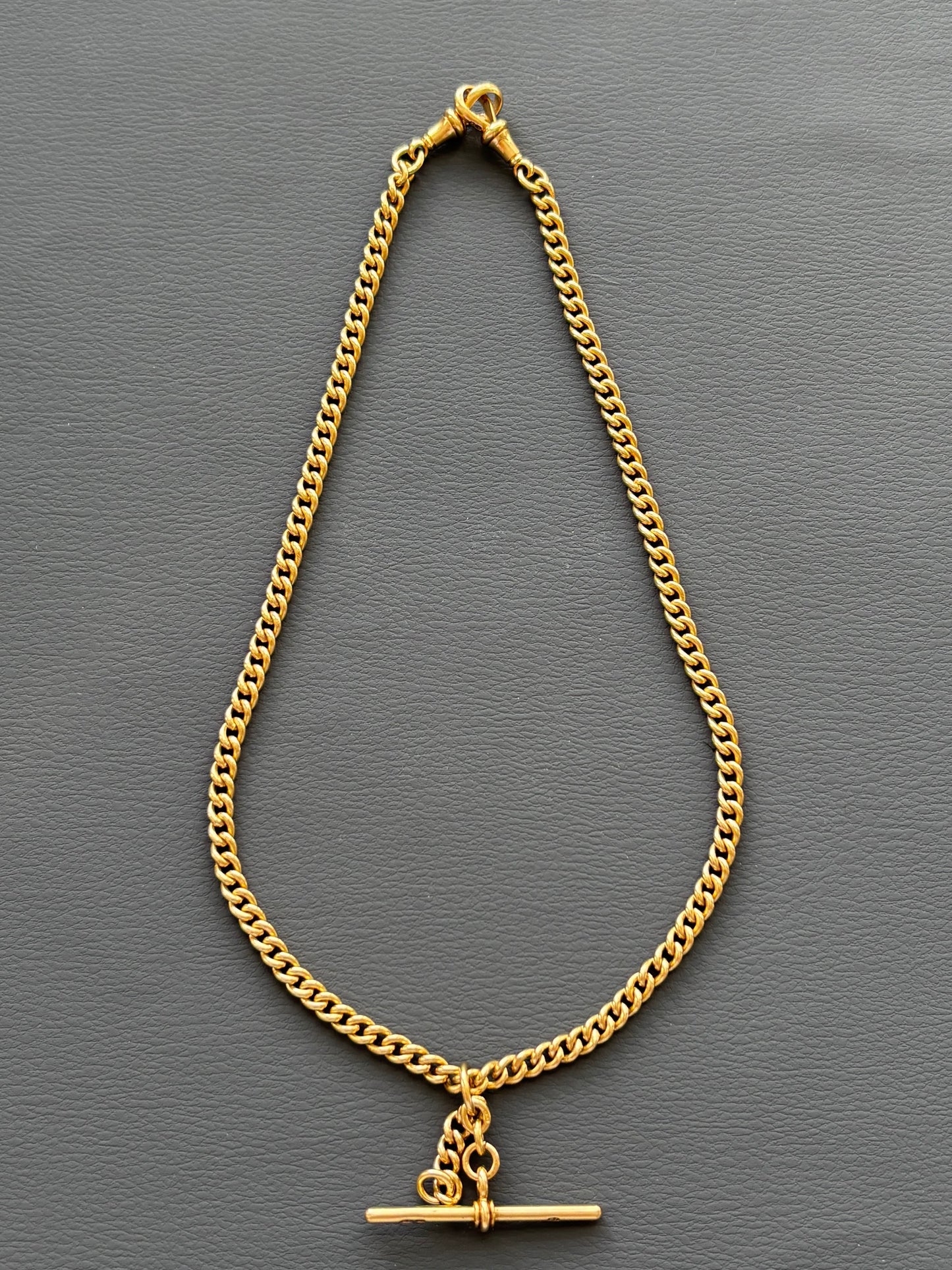 18k Gold Watch/ Albert Chain T-bar Necklace