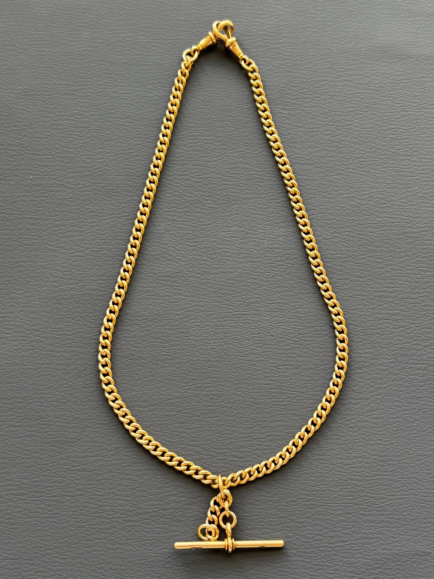 18k Gold Watch/ Albert Chain T-bar Necklace