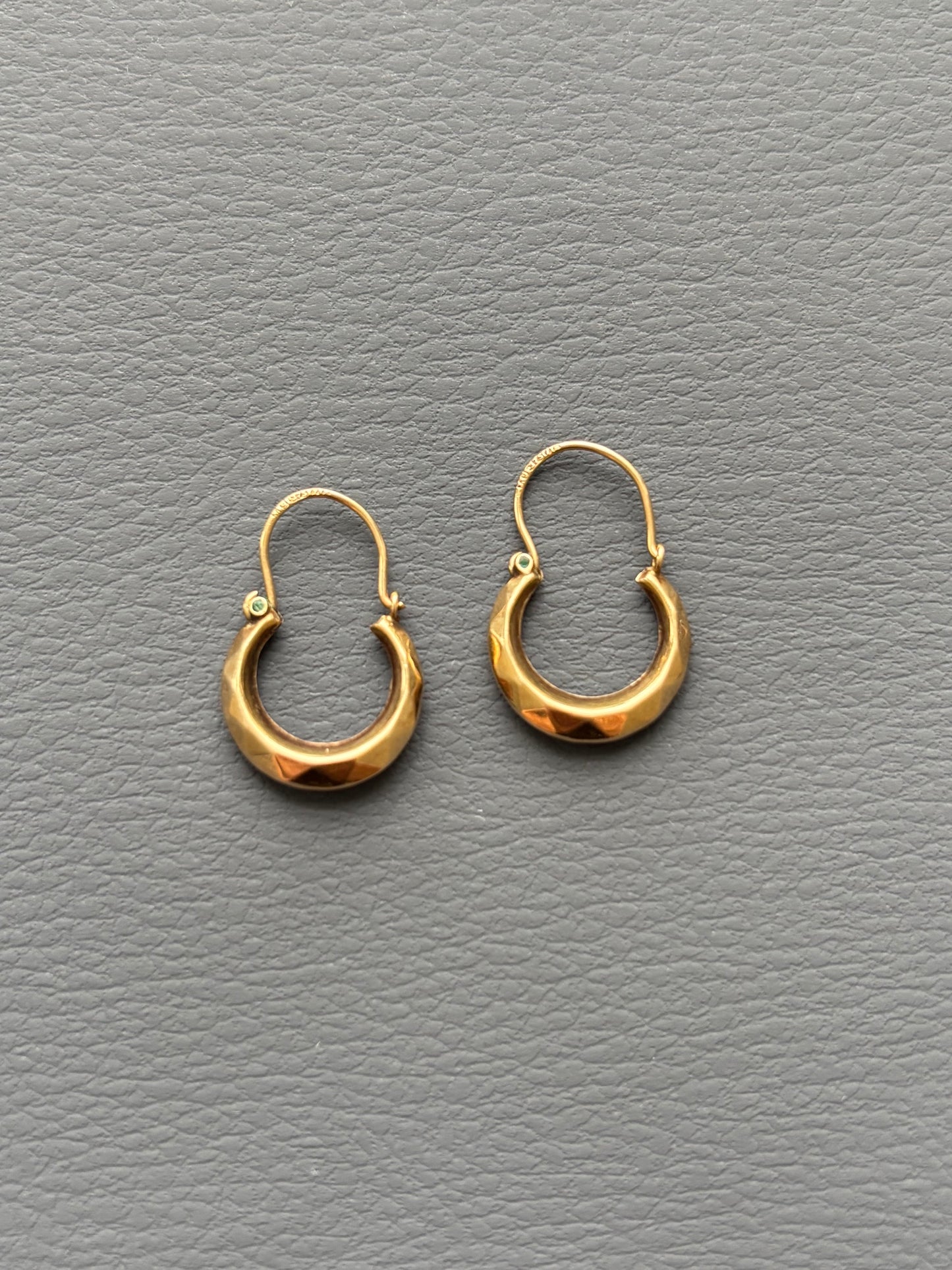 9k Gold Faceted Hoop Earrings