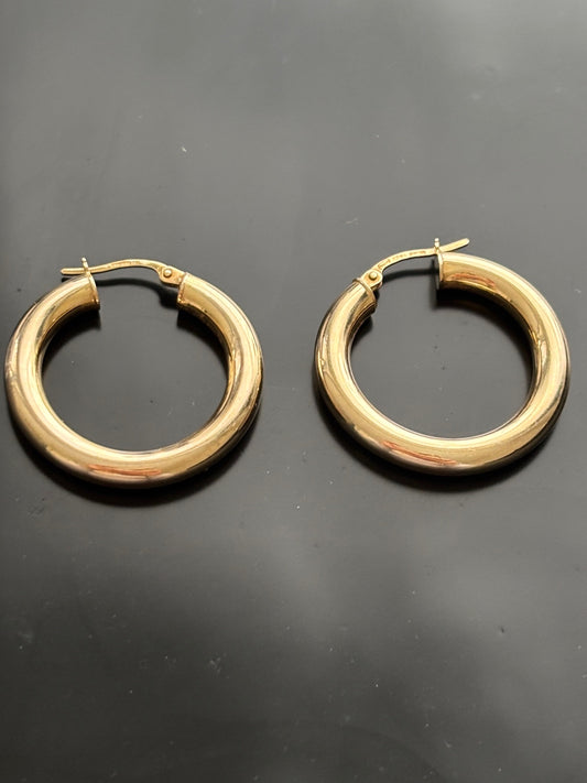 Vintage 9k Gold Wide Hoops