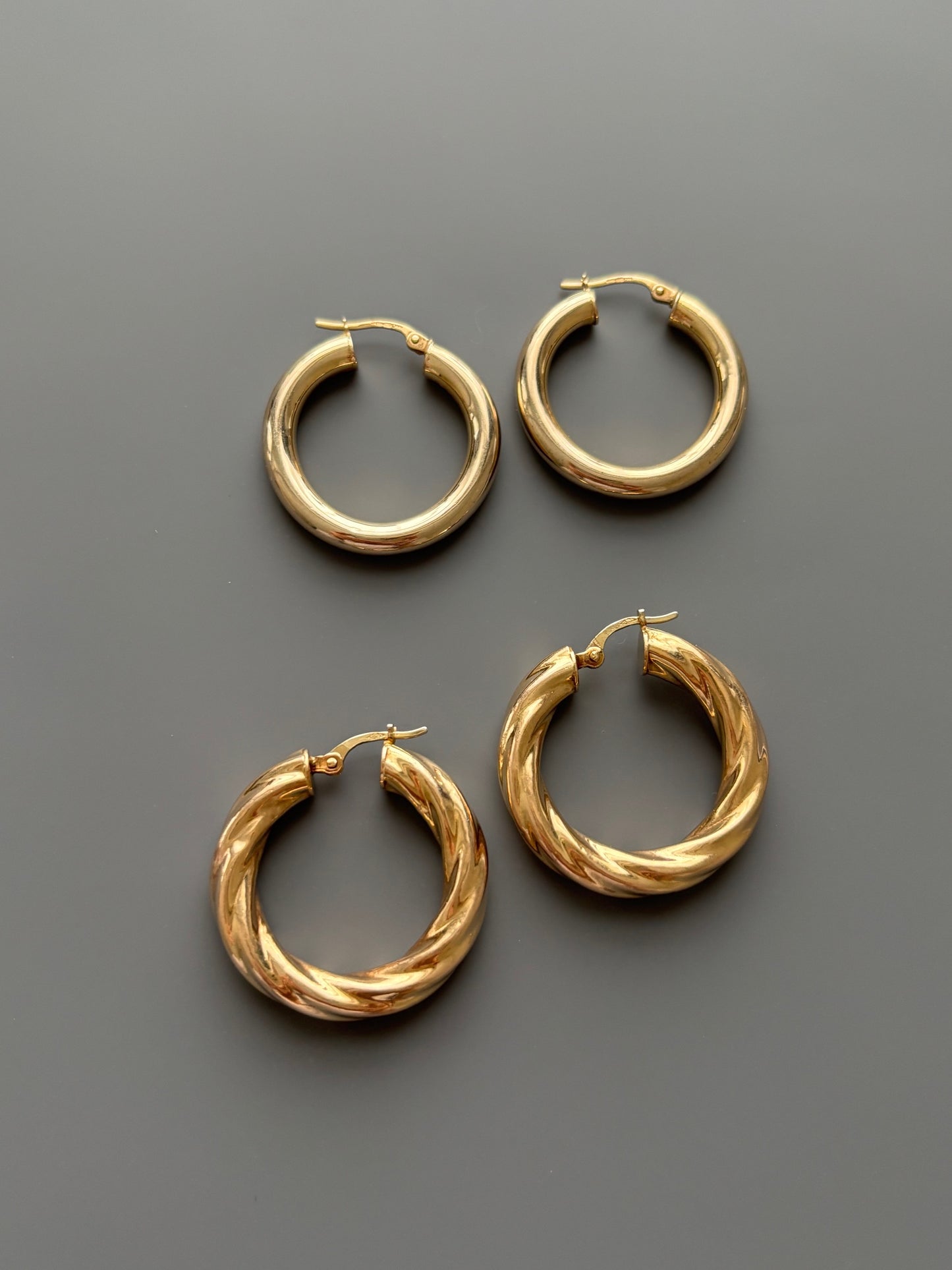 9k Gold Twist Hoop Earrings