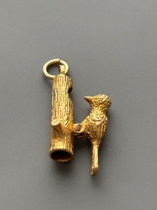 9k Gold Cute Woodpecker Charm