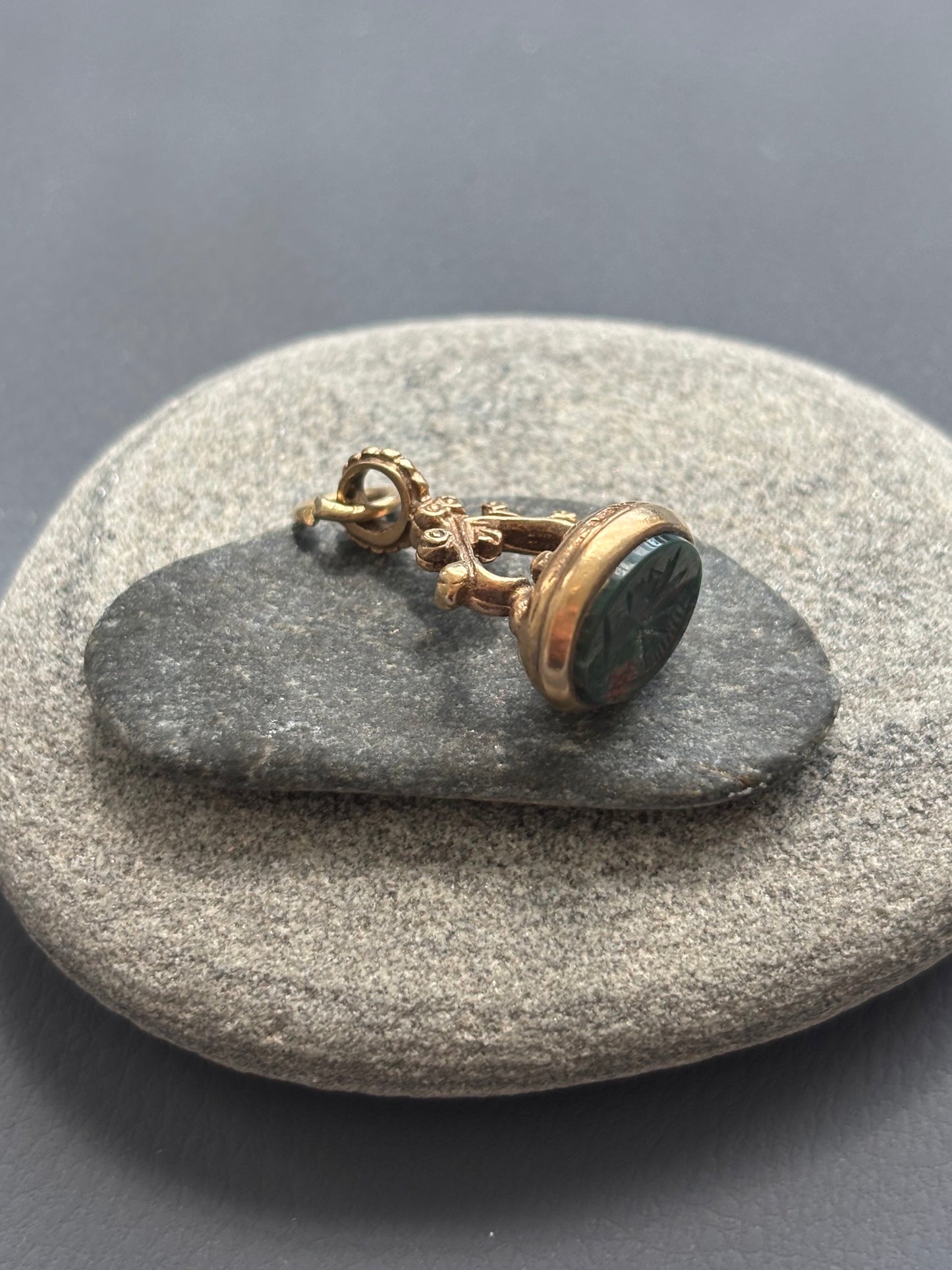 Vintage 9k Gold Fob w/ Bloodstone Intaglio