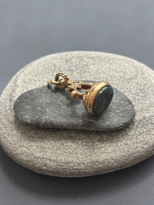 Vintage 9k Gold Fob w/ Bloodstone Intaglio