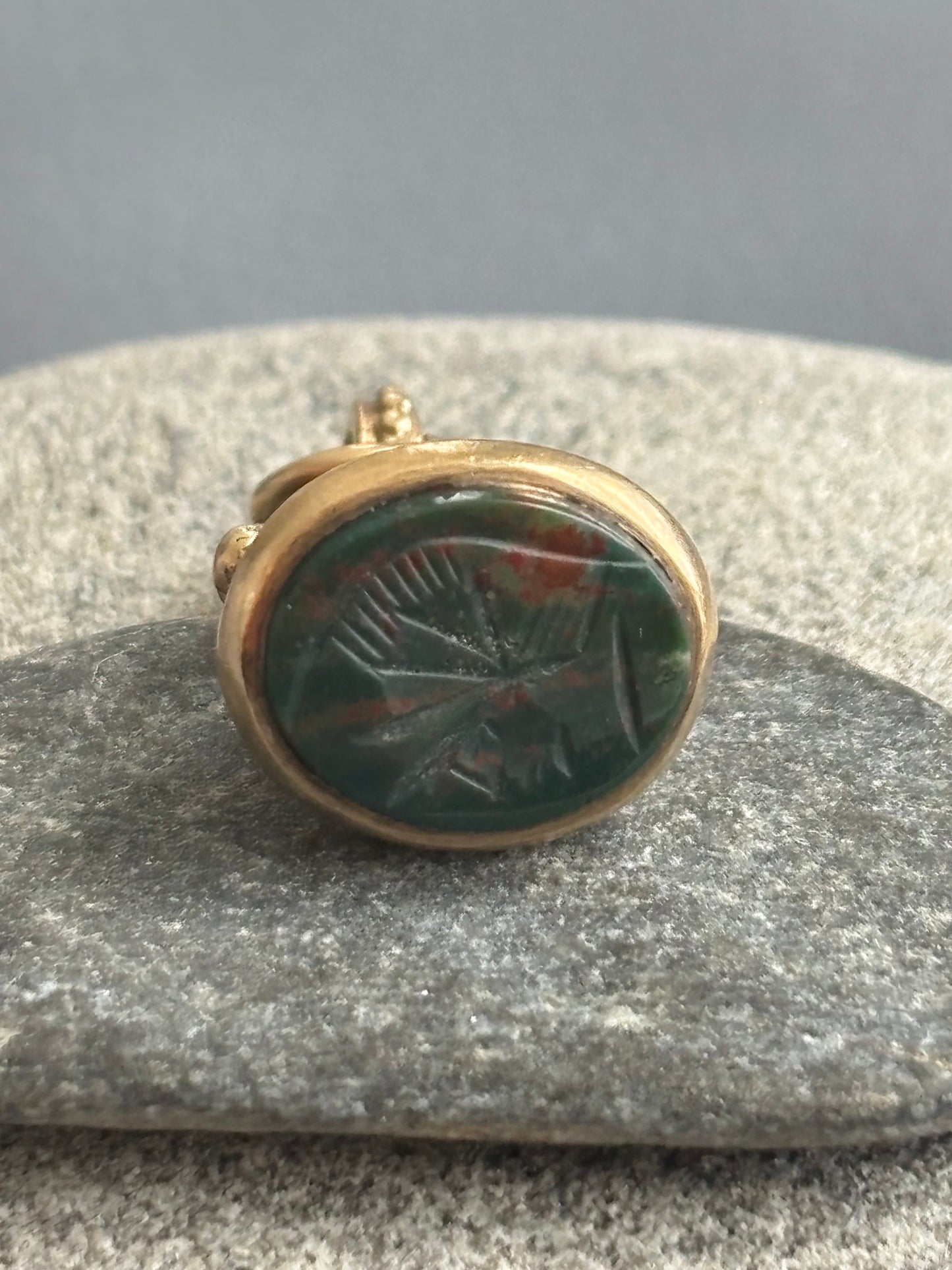 Vintage 9k Gold Fob w/ Bloodstone Intaglio