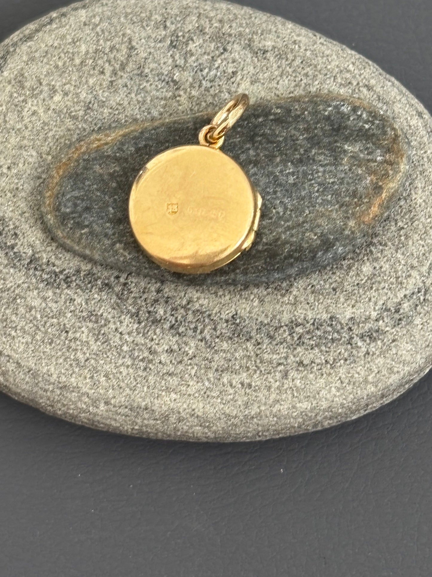 Antique Victorian 9k Gold Locket w/ Diamond on 9k Belcher Chain