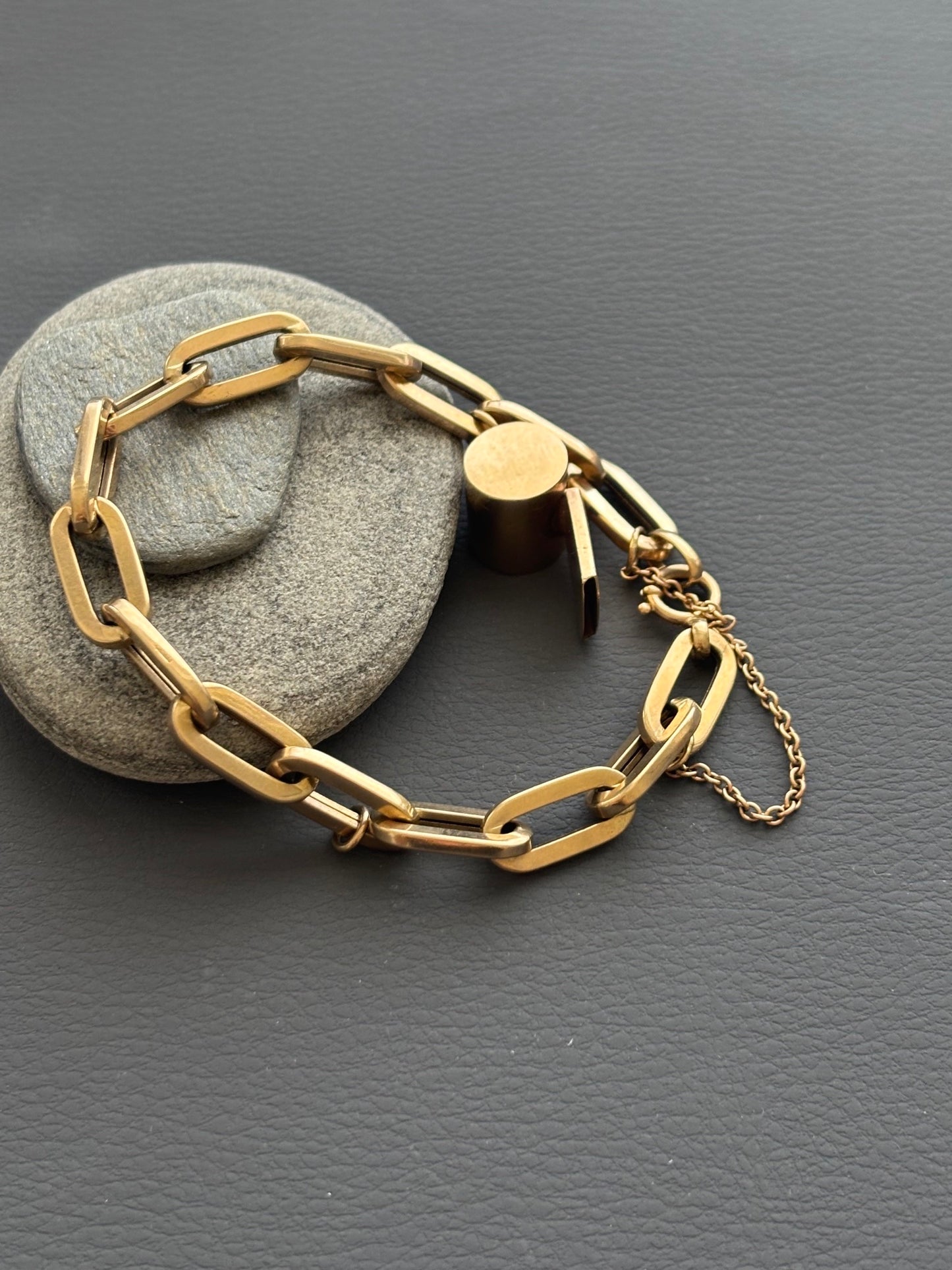 Trombone Link Bracelet in 9k Gold w/ Whistle Charm