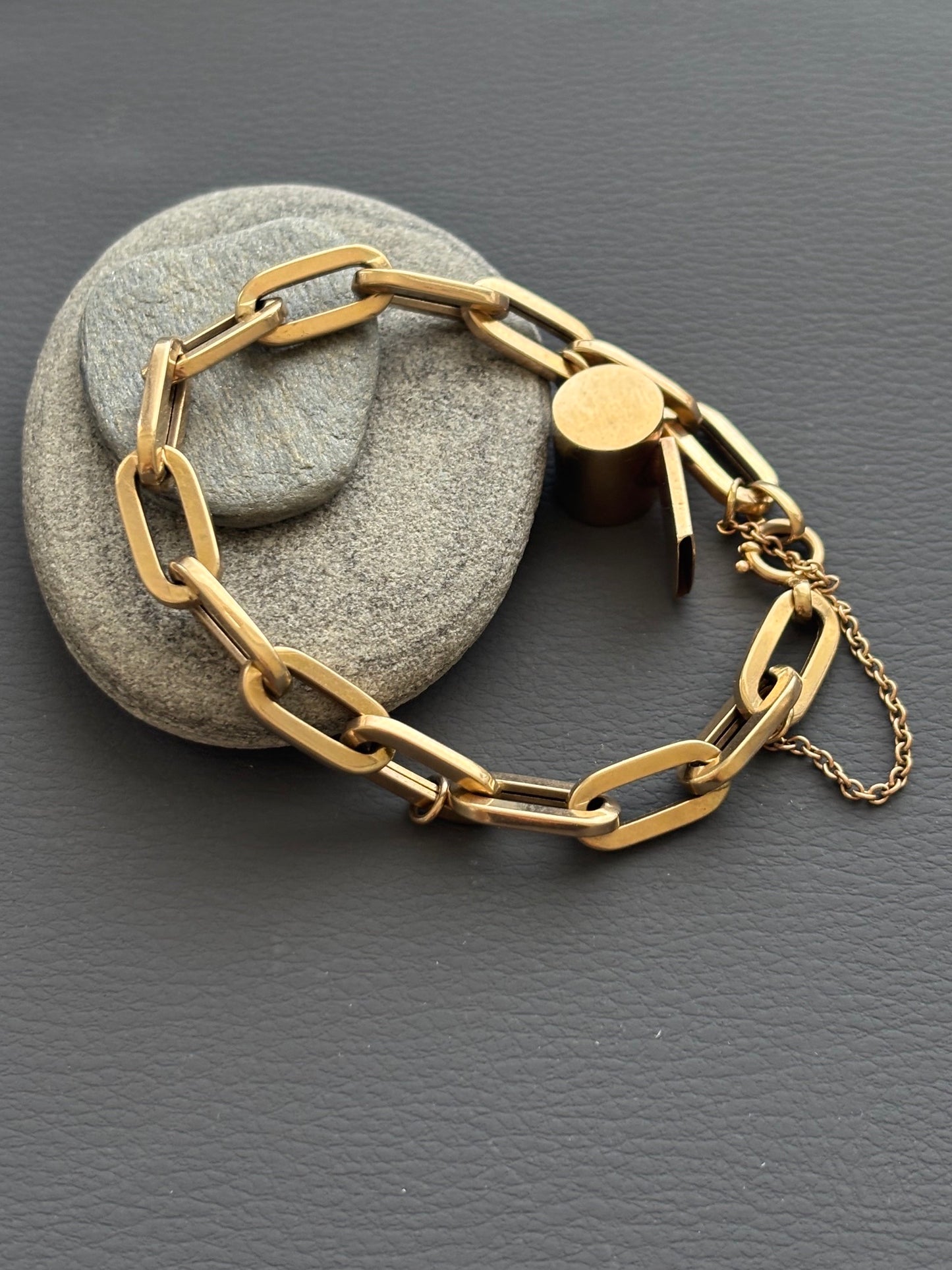 Trombone Link Bracelet in 9k Gold w/ Whistle Charm