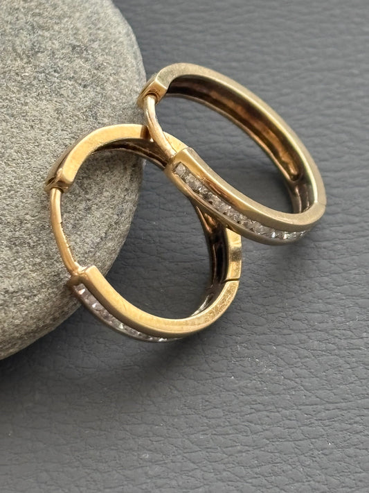 Vintage 9k Gold + Diamond Earrings