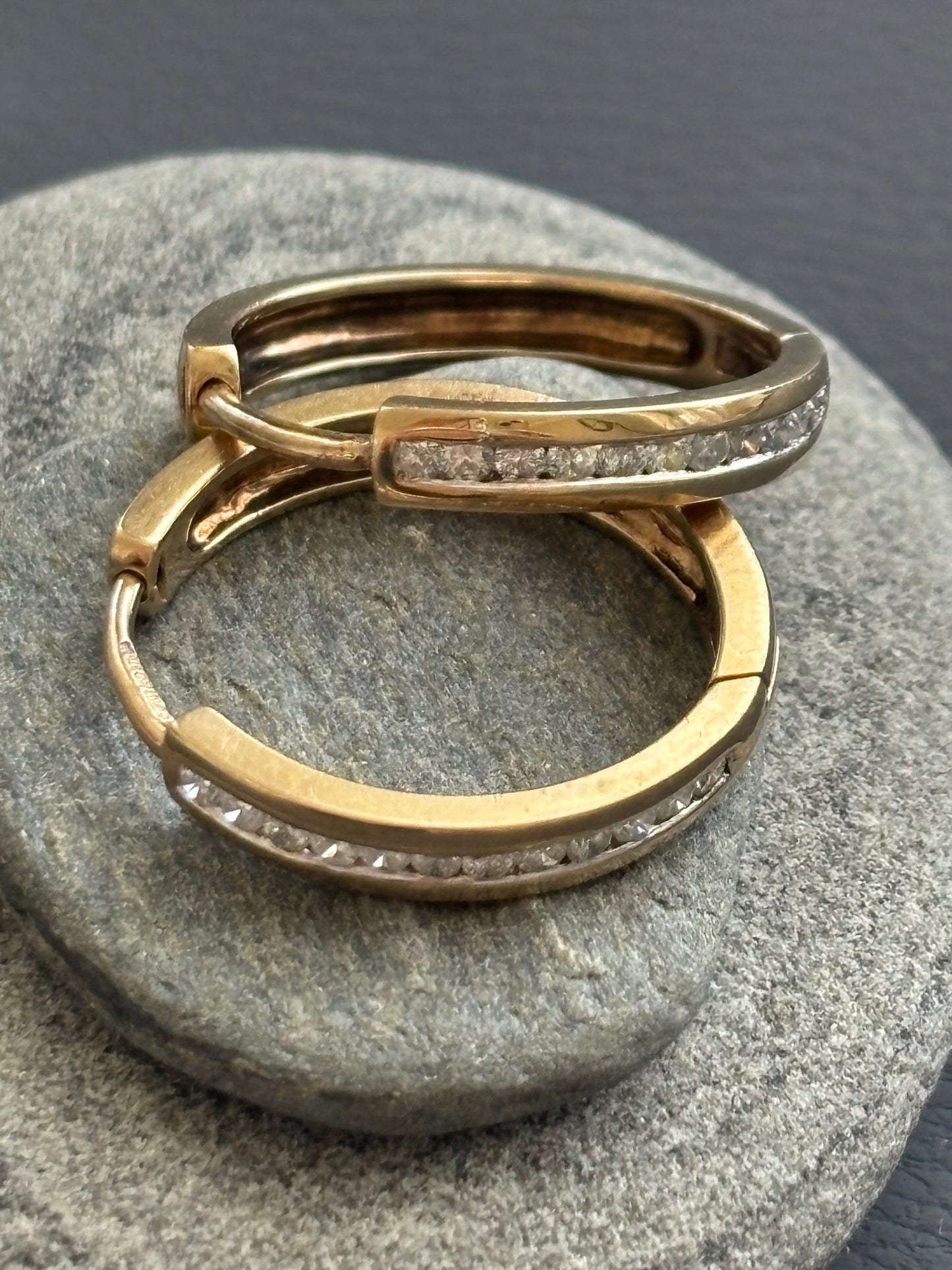 Vintage 9k Gold + Diamond Earrings