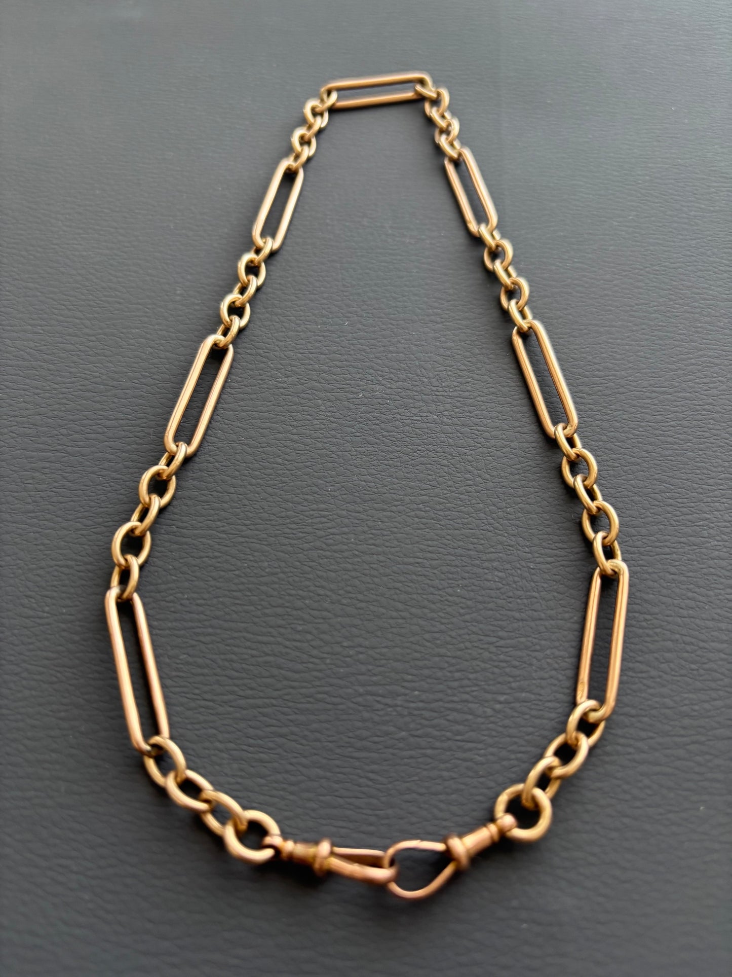 Antique Victorian 9k Gold Trombone Watch / Albert Chain Necklacee