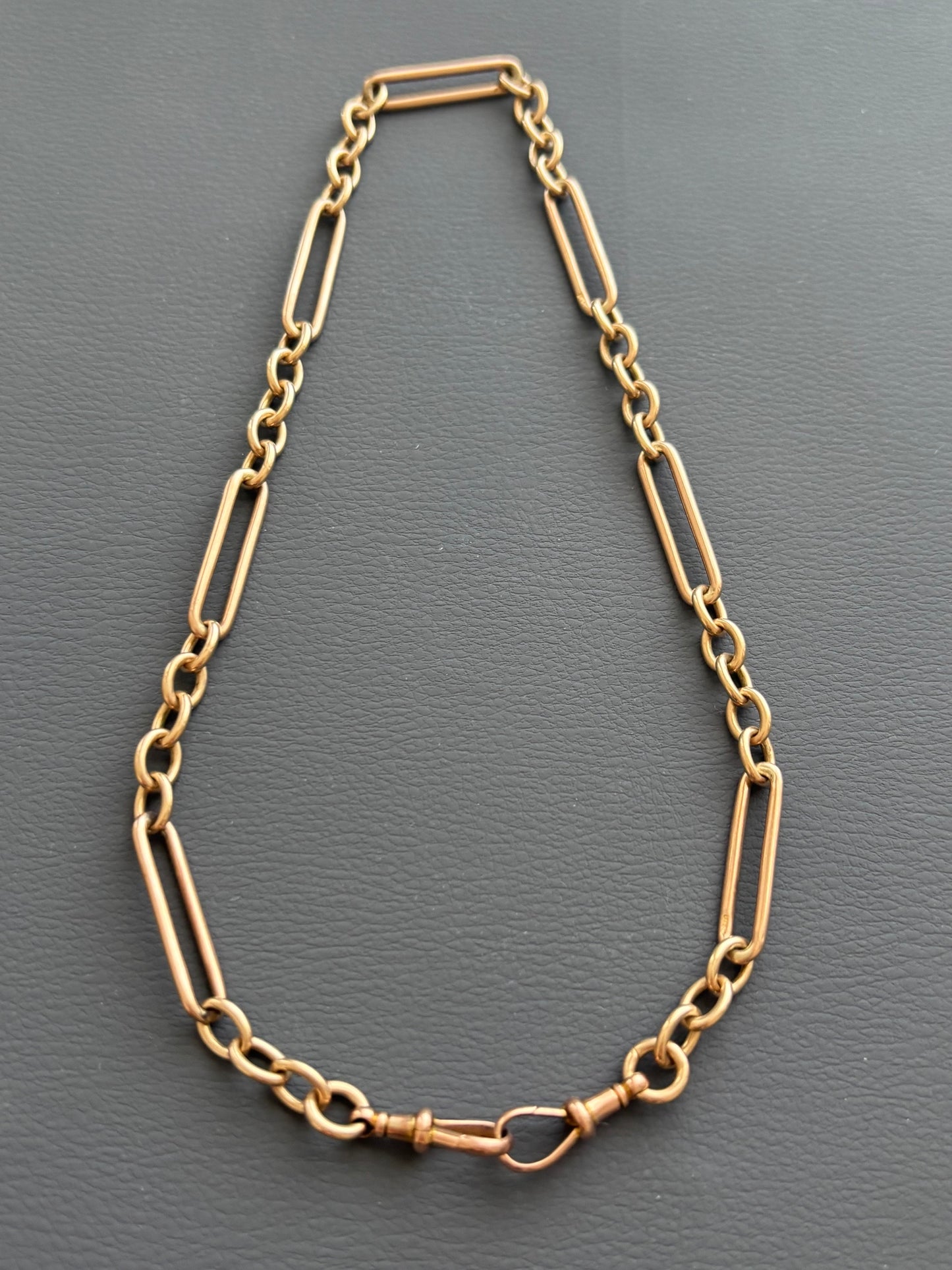 Antique Victorian 9k Gold Trombone Watch / Albert Chain Necklacee