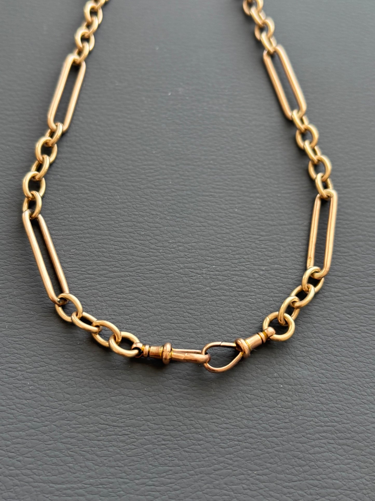 Antique Victorian 9k Gold Trombone Watch / Albert Chain Necklacee