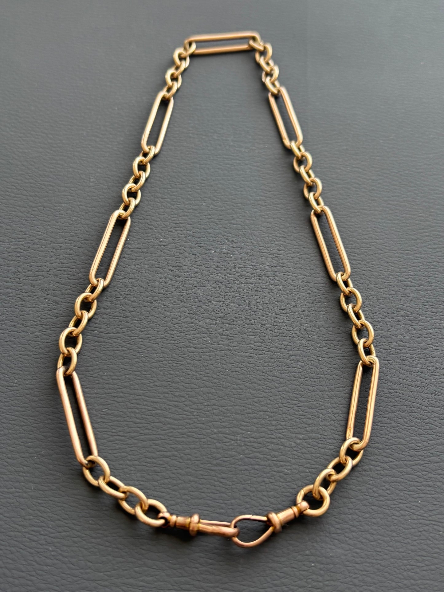 Antique Victorian 9k Gold Trombone Watch / Albert Chain Necklacee