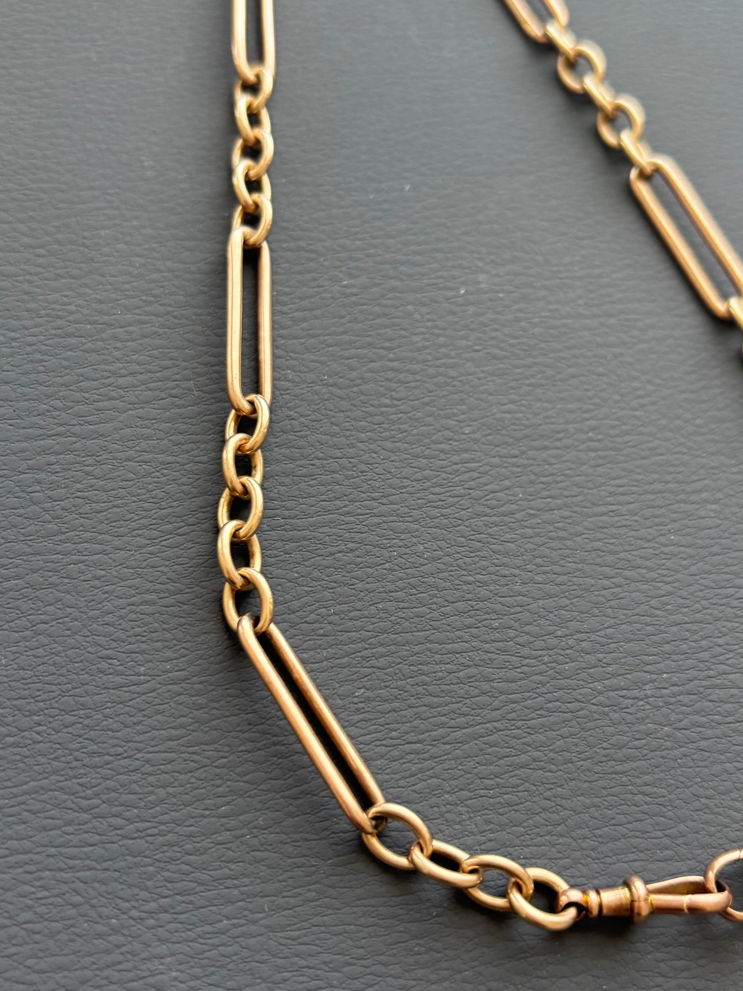 Antique Victorian 9k Gold Trombone Watch / Albert Chain Necklacee