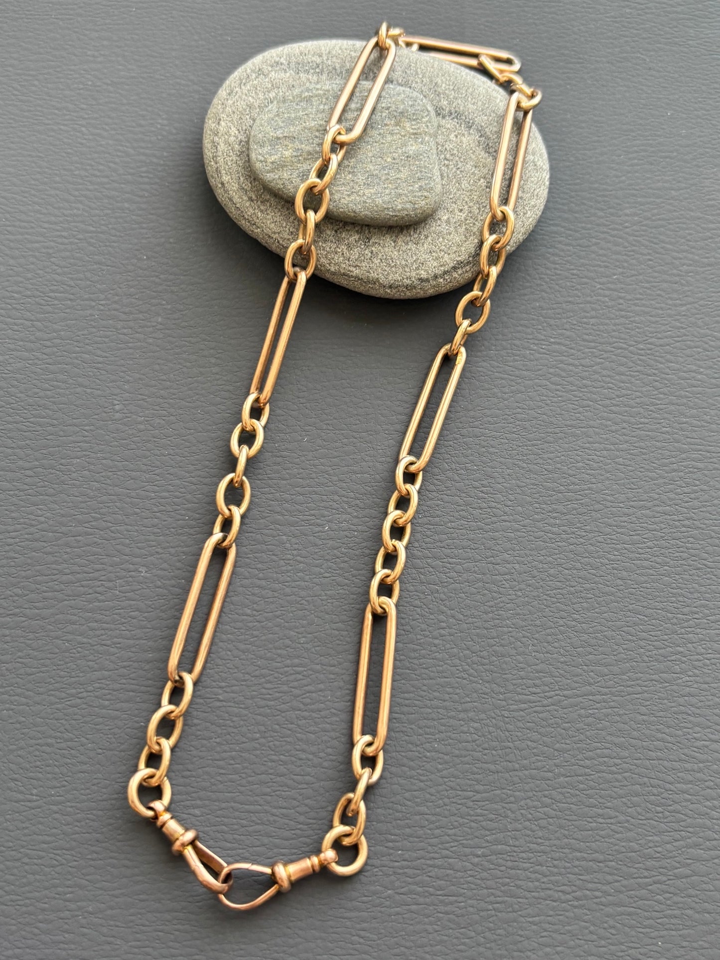 Antique Victorian 9k Gold Trombone Watch / Albert Chain Necklacee