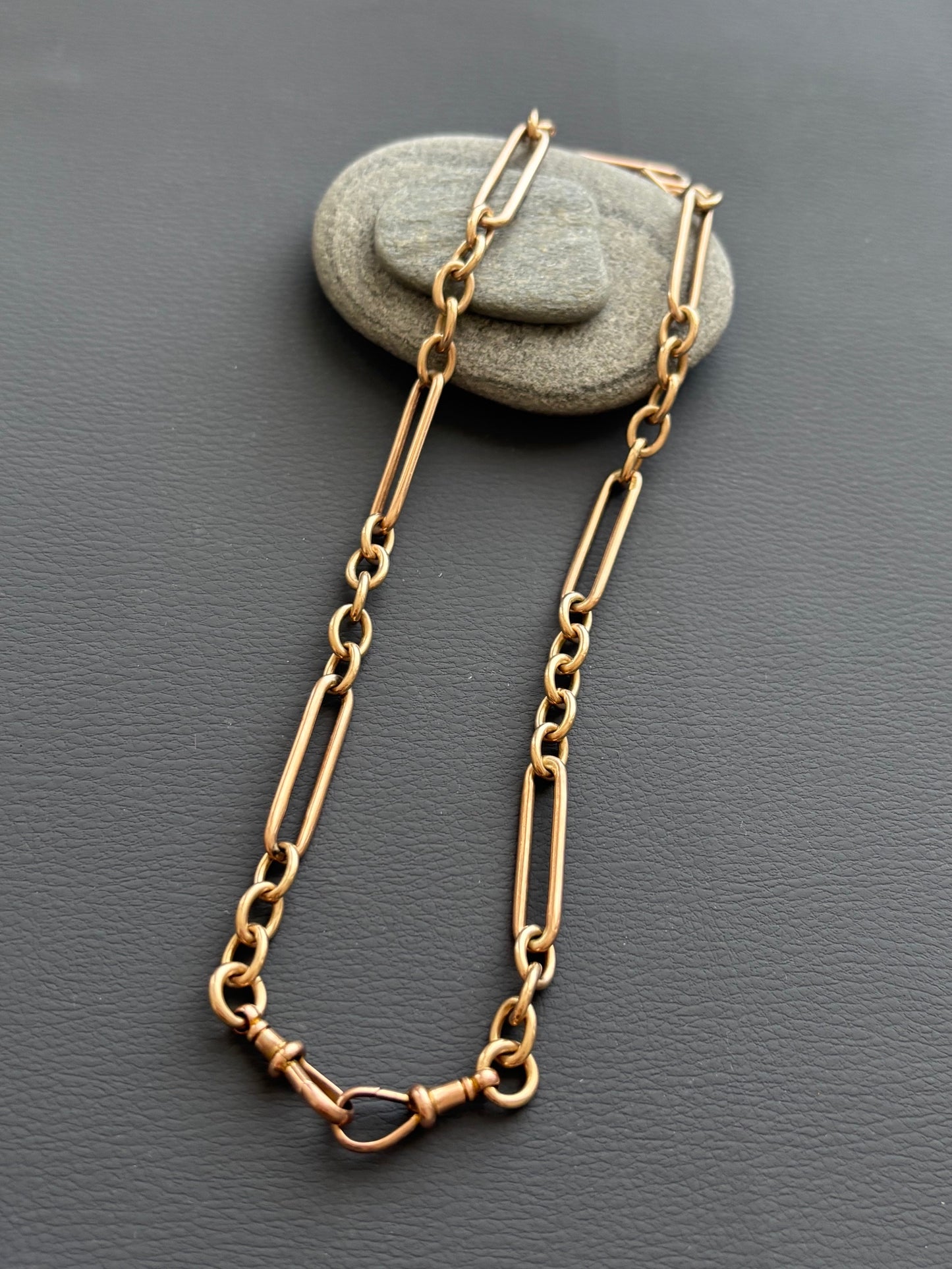 Antique Victorian 9k Gold Trombone Watch / Albert Chain Necklacee