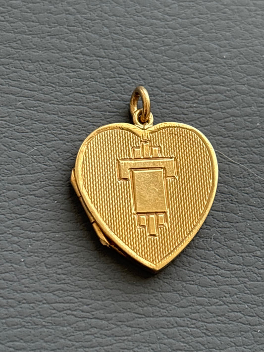 Vintage 9k Gold Engine Turned Heart Locket