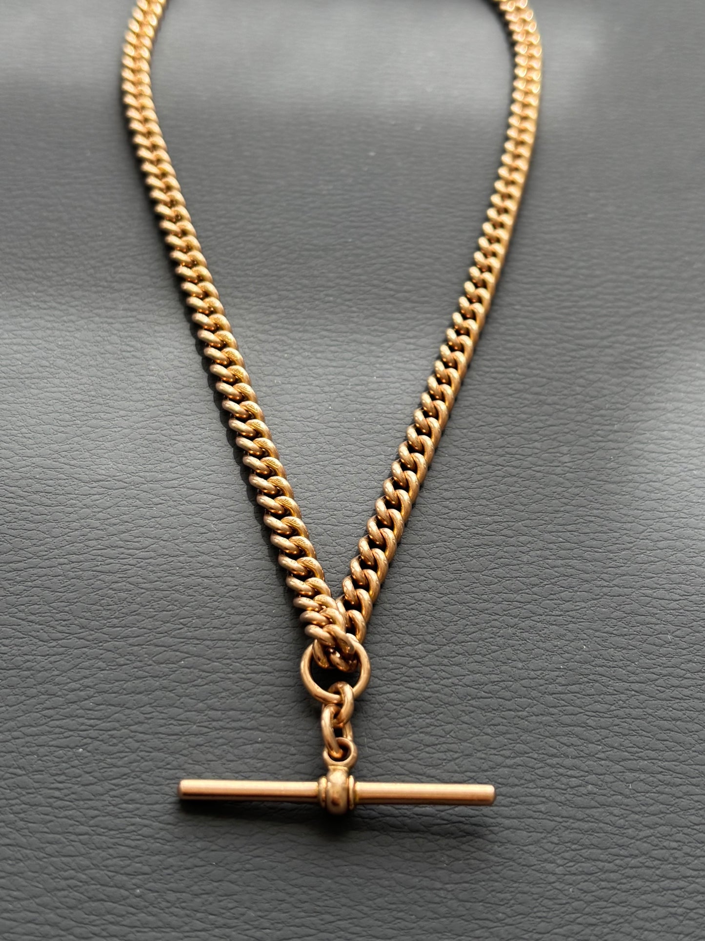 9k Gold Antique Curb Watch / Albert Chain Necklace