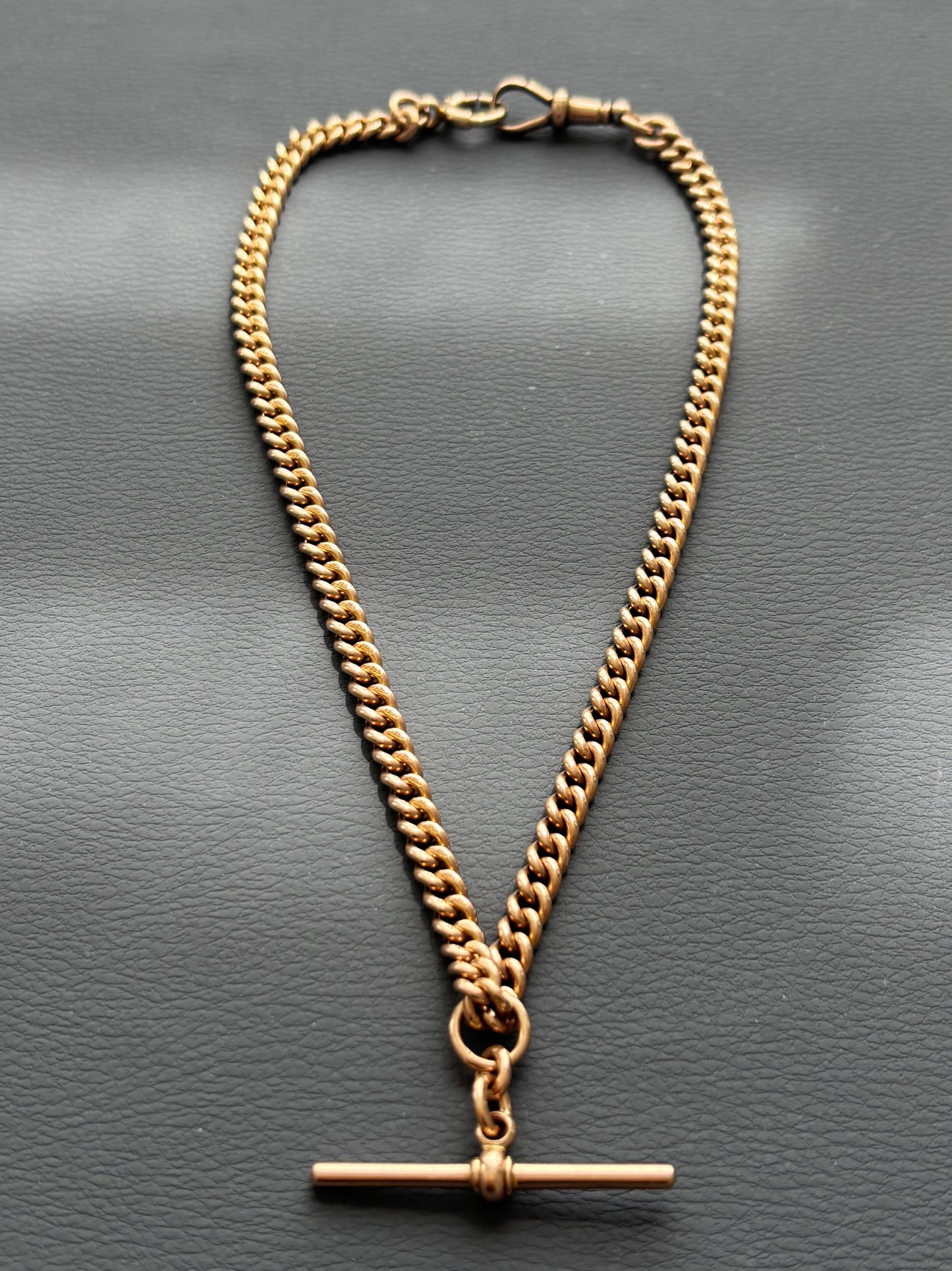 9k Gold Antique Curb Watch / Albert Chain Necklace