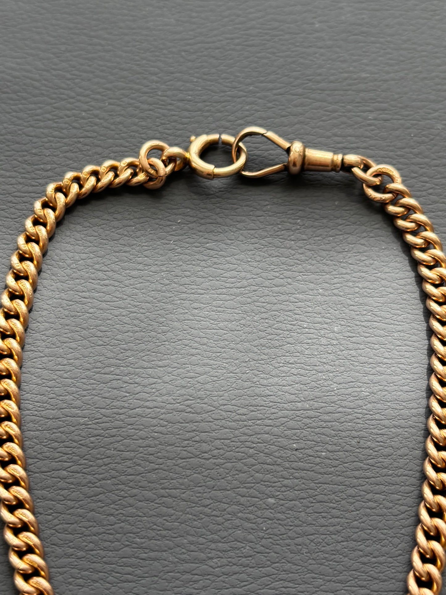 9k Gold Antique Curb Watch / Albert Chain Necklace