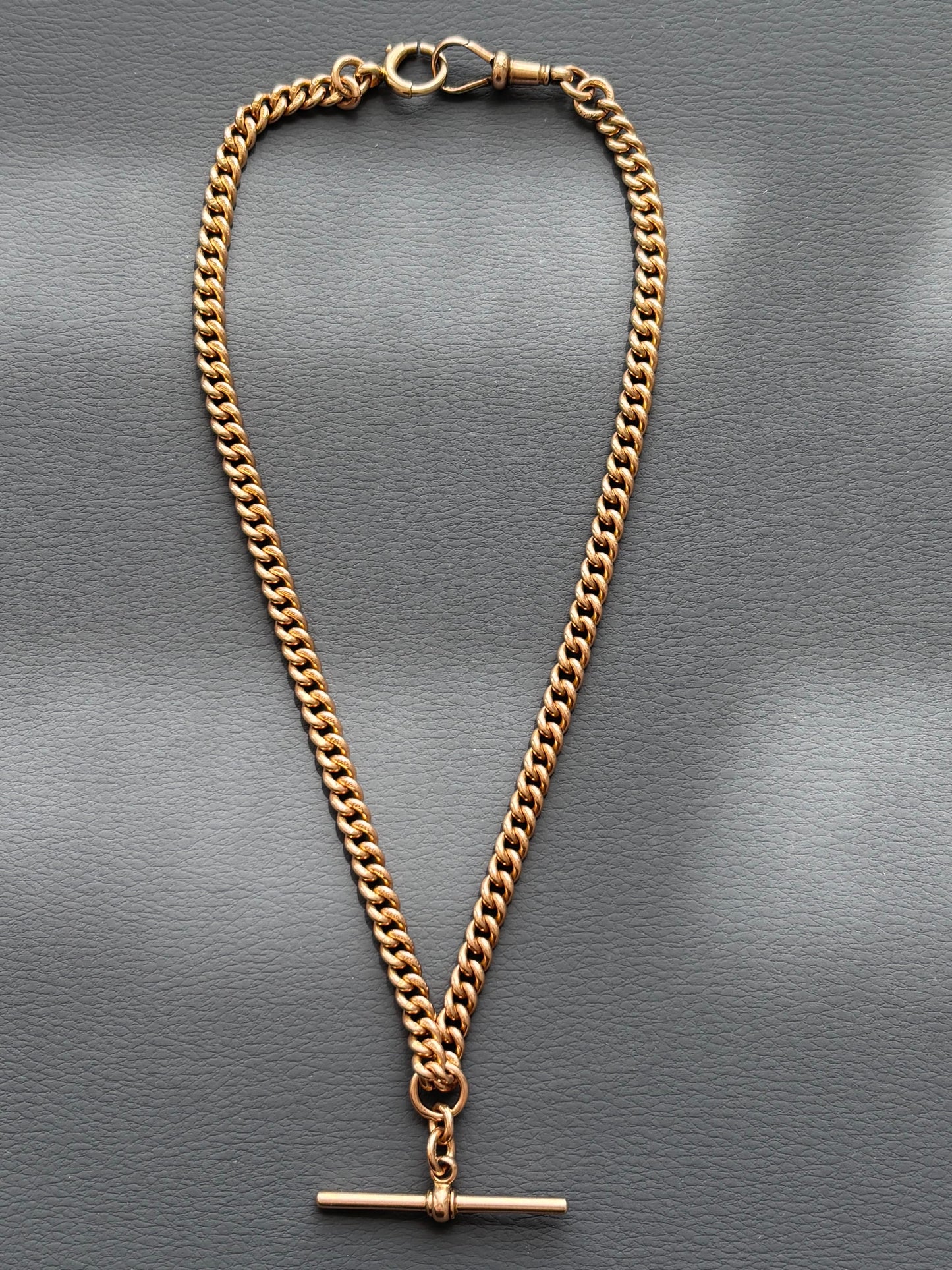 9k Gold Antique Curb Watch / Albert Chain Necklace