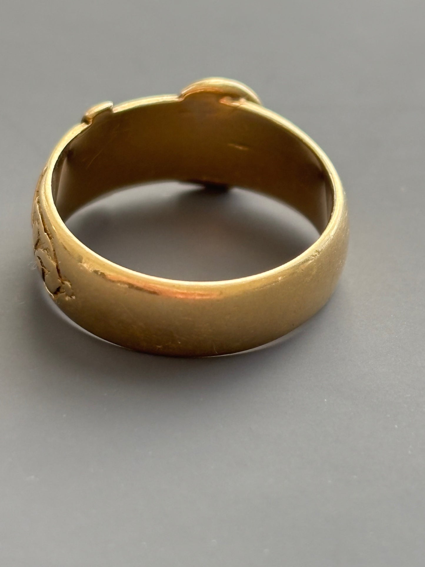 Antique Victorian 18k Gold  Engraved Buckle Ring