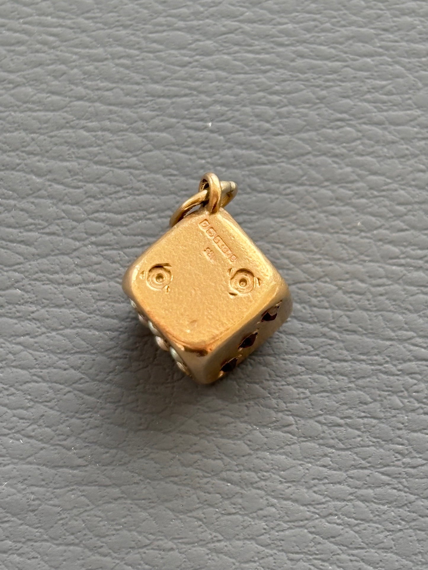 Vintage 9ct Gold Gemset Dice Charm