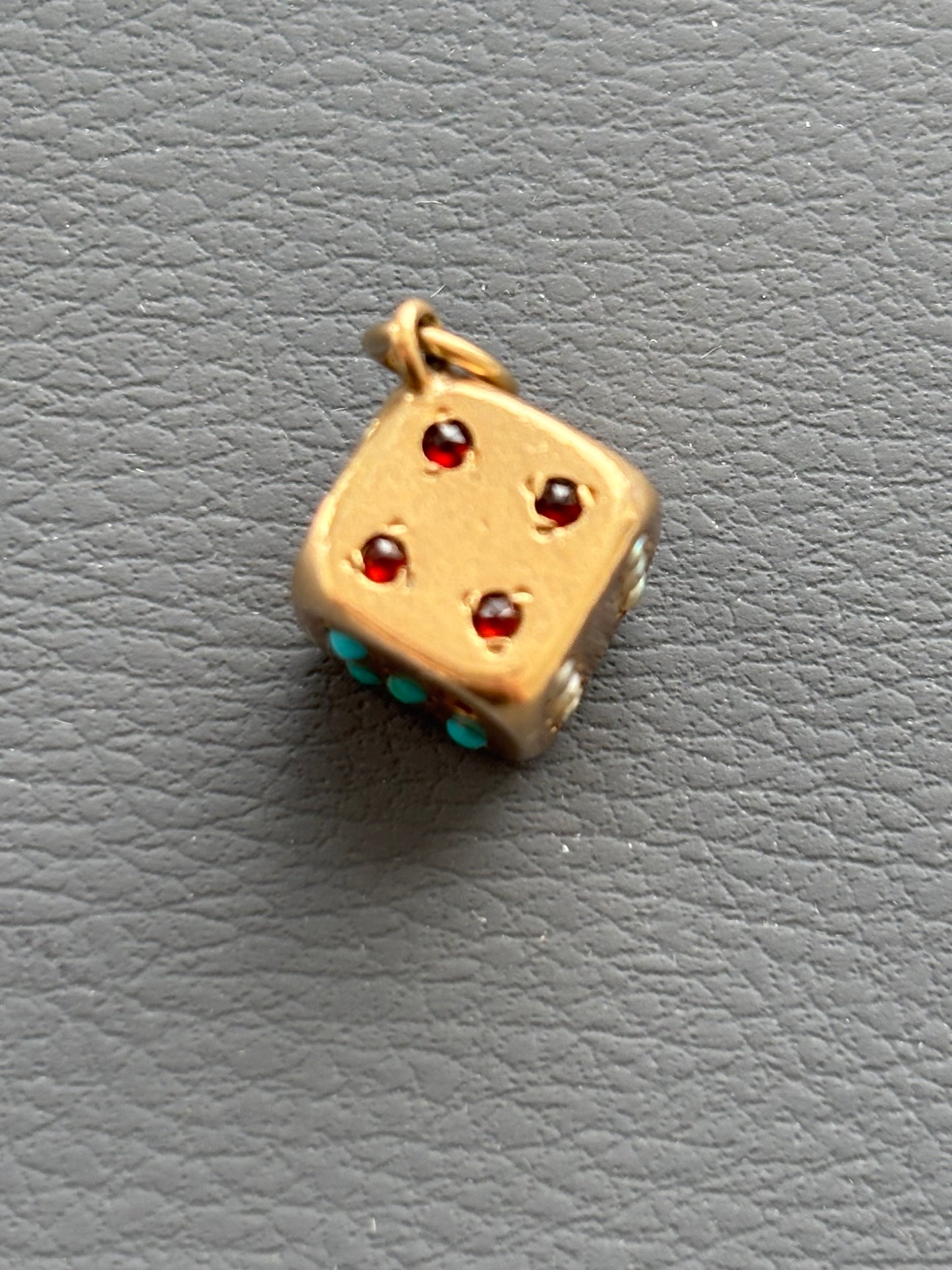 Vintage 9ct Gold Gemset Dice Charm