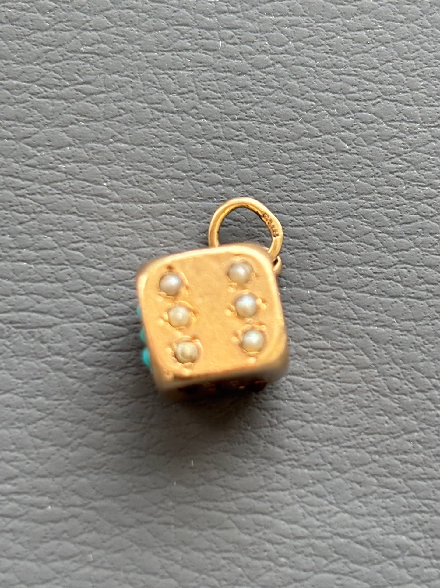 Vintage 9ct Gold Gemset Dice Charm