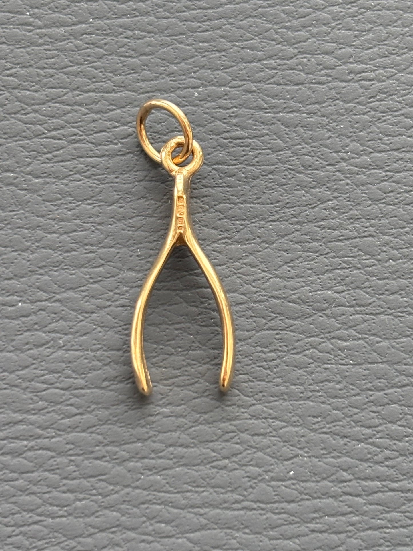 9k Gold Lucky Wishbone Charm