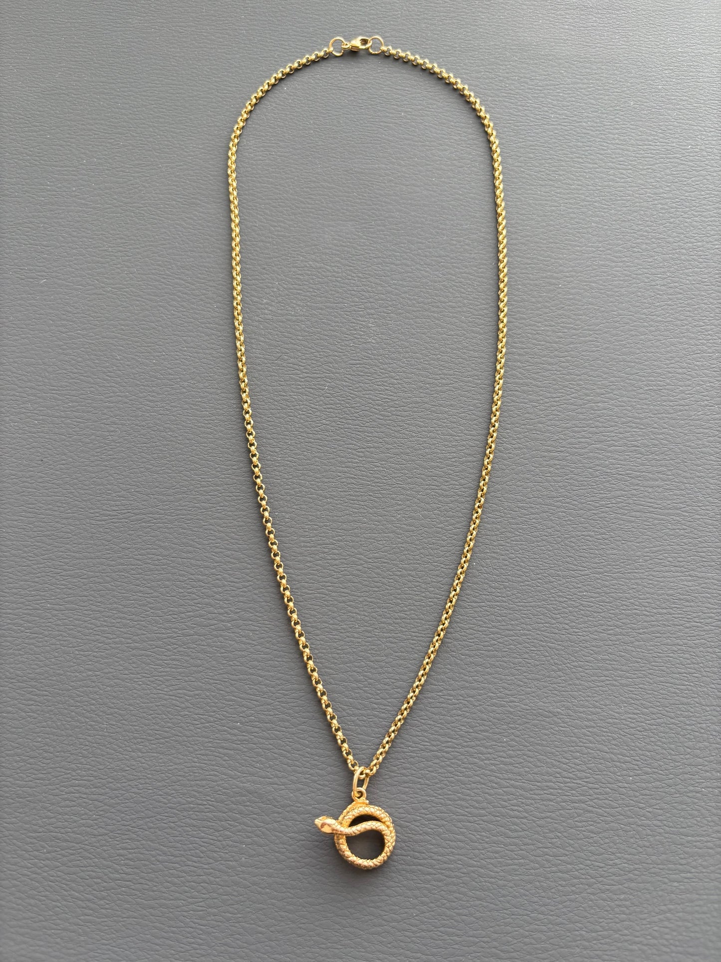 9k Gold Snake Pendant Necklace on Belcher Chain
