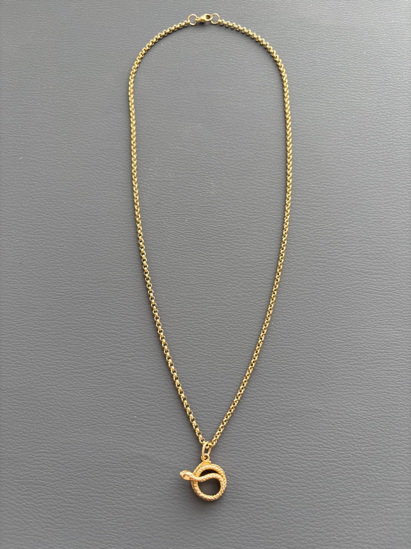 9k Gold Snake Pendant Necklace on Belcher Chain