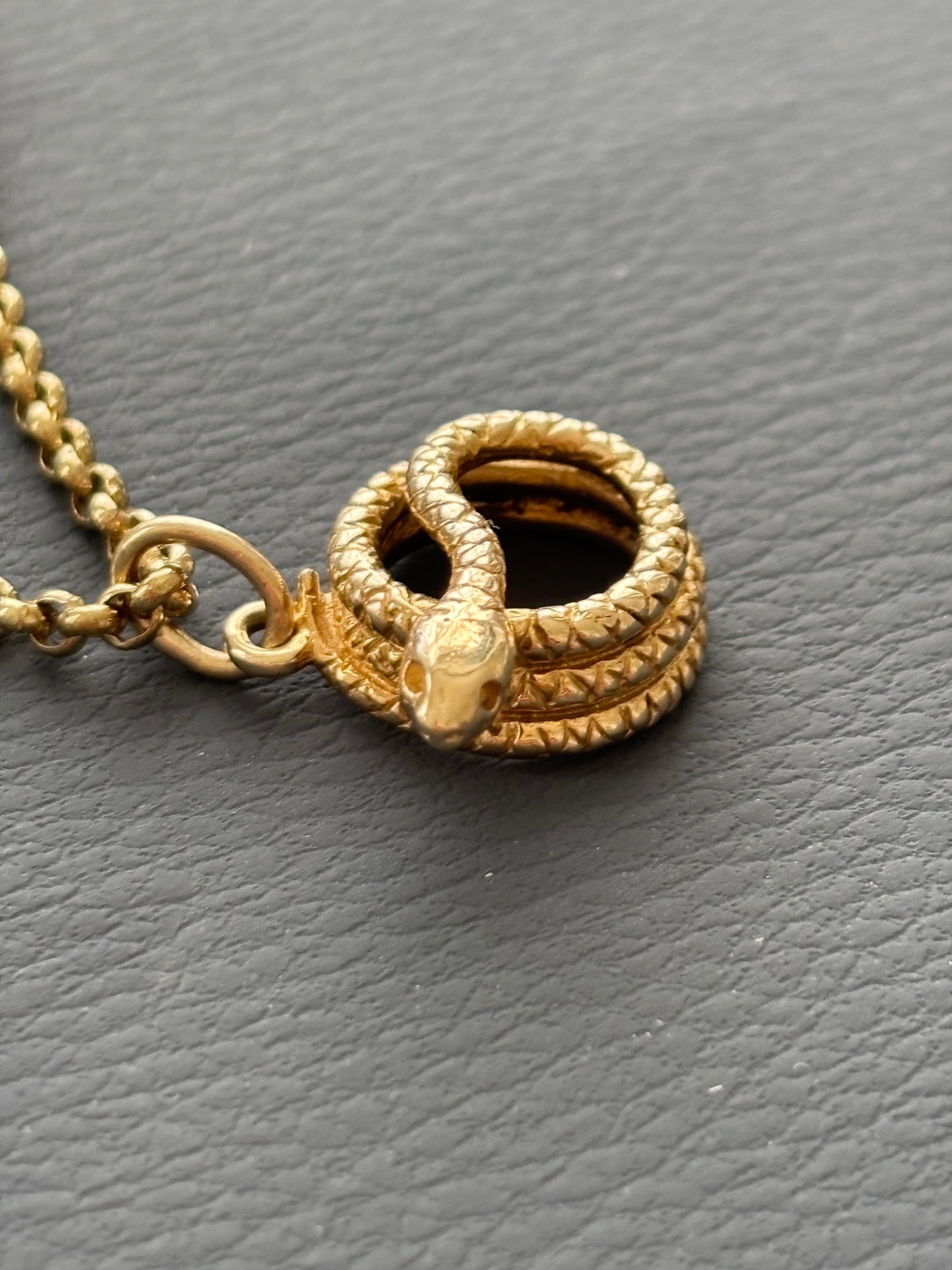 9k Gold Snake Pendant Necklace on Belcher Chain