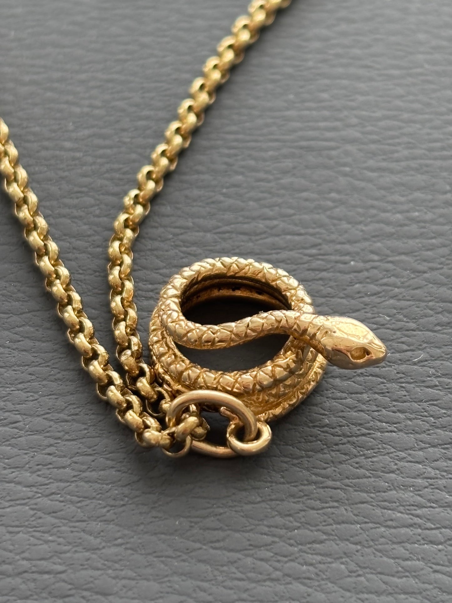 9k Gold Snake Pendant Necklace on Belcher Chain