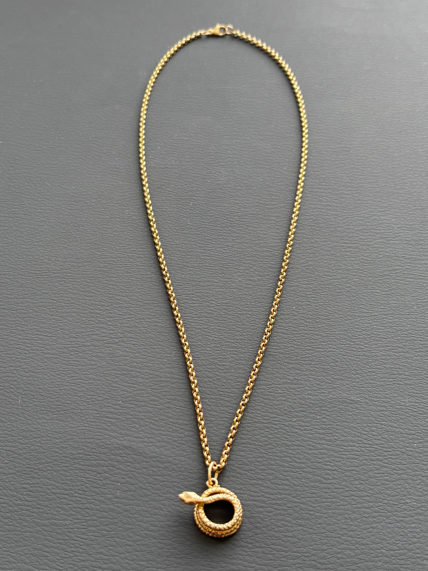 9k Gold Snake Pendant Necklace on Belcher Chain