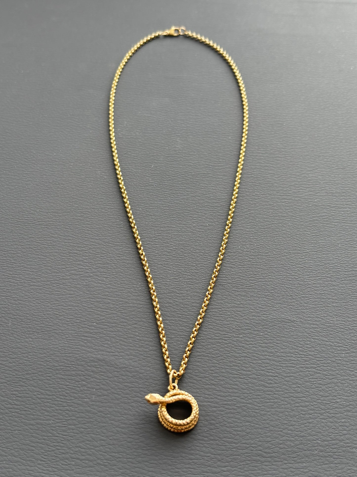 9k Gold Snake Pendant Necklace on Belcher Chain