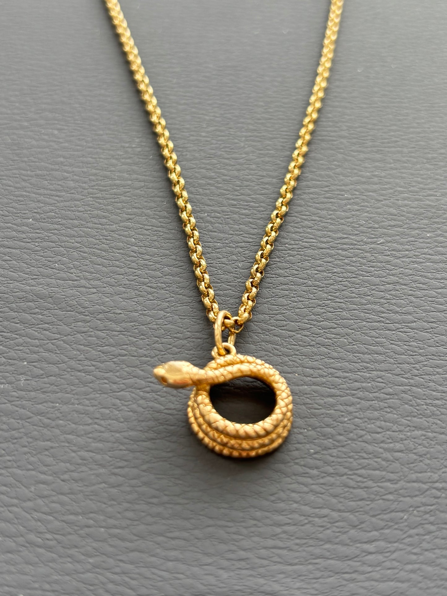 9k Gold Snake Pendant Necklace on Belcher Chain