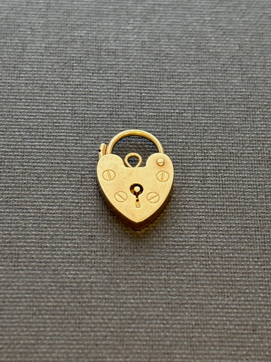 Vintage 9k Gold Heart Padlock Pendant / Charm