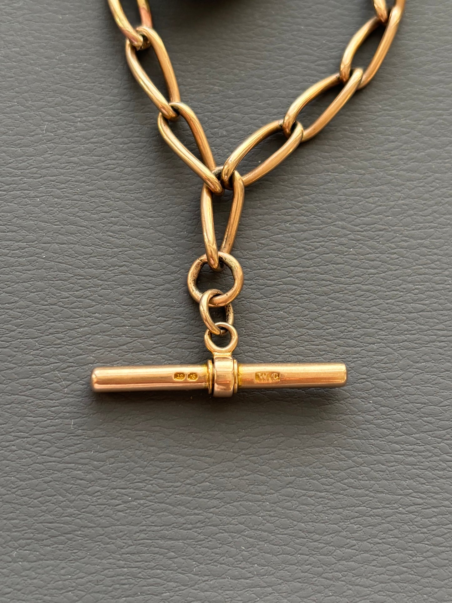 Antique 12k Gold T-Bar Chain Bracelet