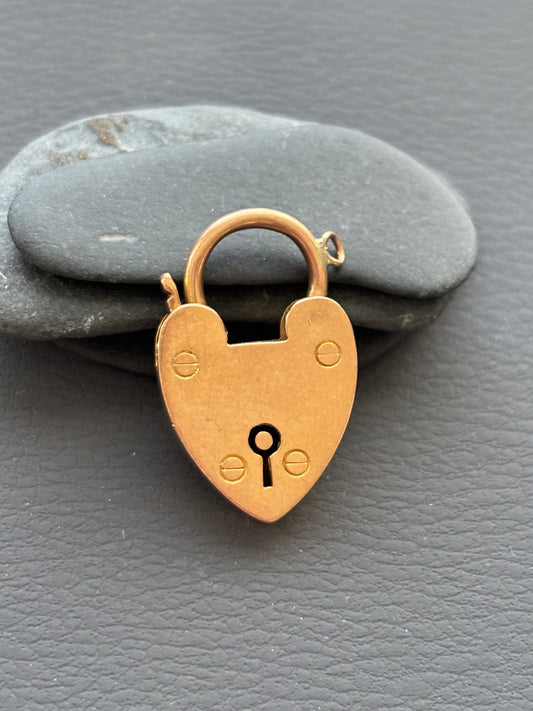 Vintage 9k Gold Heart Padlock Charm